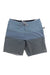 The Billabong Mens Tribong LT Boardshort features a two-tone blue design, 4-way stretch fabric, drawstring waist, small front left leg logo patch, and a side label on the waistband.