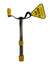 Ice screw tool: yellow hand grip, ribbed metal shaft, black loop for carrying