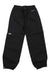 The Helly Hansen Kids Shelter Pant is a black snow pant featuring elastic cuffs, an elastic waistband, reinforced knees for durability, and Helly Hansen logos on the left thigh and right hip.