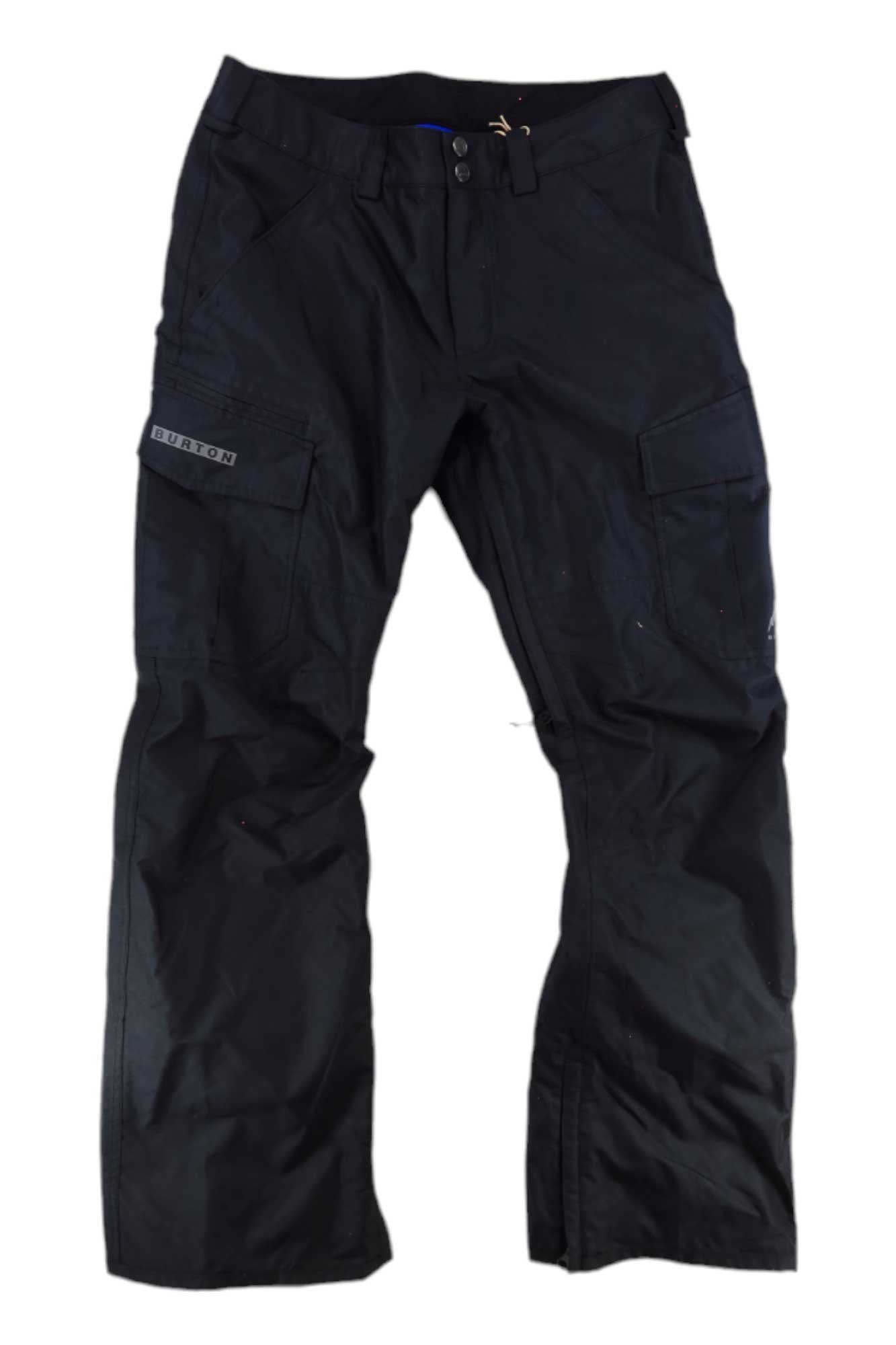 The Burton Mens Cargo Pant in black, featuring side pockets, belt loops, and a button closure, is perfect for snowboarding or any outdoor adventure thanks to its waterproof and insulated design. Displayed on a white background.