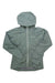 The Montane Womens Phase Lite Jacket is a light grayish-green waterproof hiking jacket with a hood, front zipper, long sleeves, and the Montane logo on the left chest, shown laid flat on a white background.