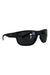 The Smith Arvo Polarized Sunglasses feature a black frame, rectangular dark lenses, SMITH in white on the left temple, and a comfortable wraparound fit for added coverage.