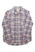 The Billabong Womens Riding Solo Shirt is a long sleeve cotton shirt in red, blue, and white plaid with two chest pockets and buttoned flaps, shown laid flat on a white background.