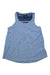 Light blue Sherpa Womens Asha Tank laid flat on a white background, showcasing a rounded neckline and curved hem. Made from moisture-wicking drirelease fabric with the inside neck label visible.