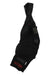 A pair of Rapha Cargo Bib Shorts in black, featuring mesh panels, dense-knit fabric for cycling comfort, shoulder straps, and small red and green patches, shown on a plain white background.