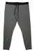 The Eddie Bauer Men’s Resonance Training Tight is a gray jogger with a black elastic waistband and drawstring, slim fit, moisture-wicking fabric, UPF 50+ protection, and a left-leg side pocket.