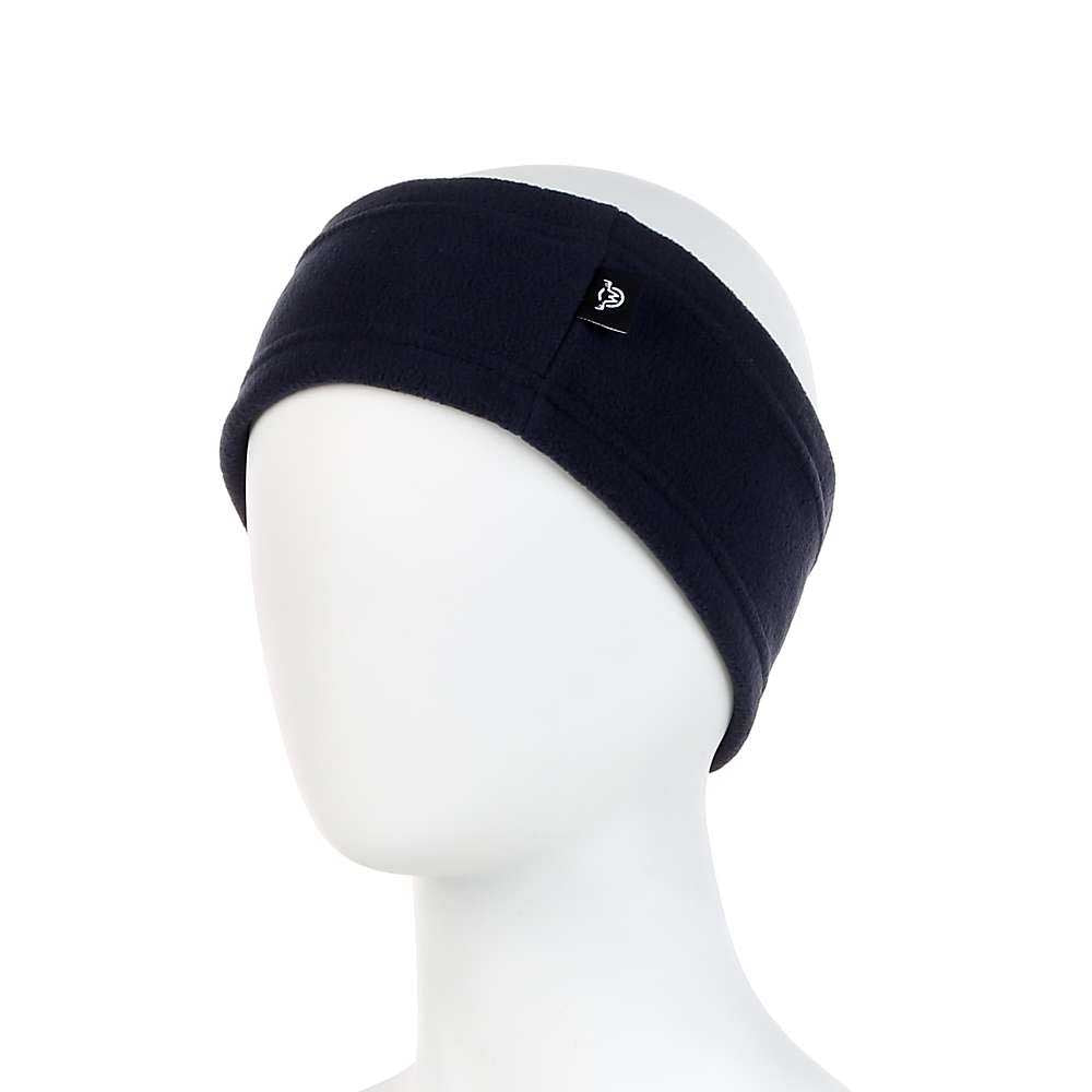 Moosejaw Trailcraft earband, dark navy knit with small logo patch