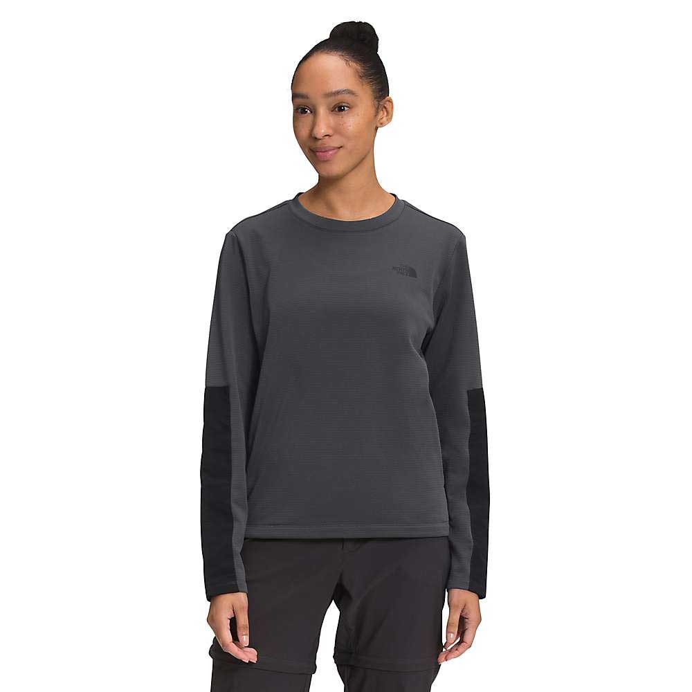 Women's crewneck sweatshirt in dark asphalt gray with long sleeves and small logo