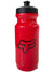 Red water bottle with black fox head emblem and ribbed lid