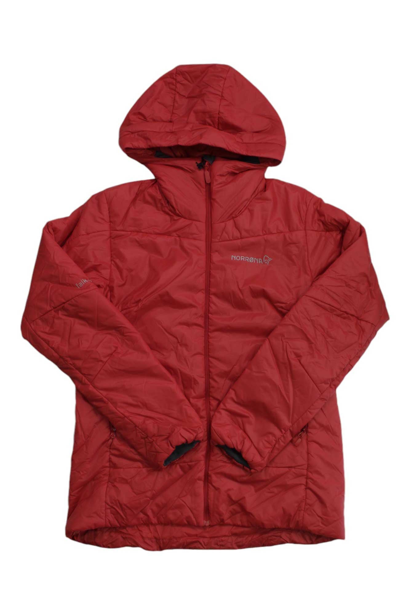 Women’s Falketind Thermo 60 hood jacket, dark red with full-length zipper