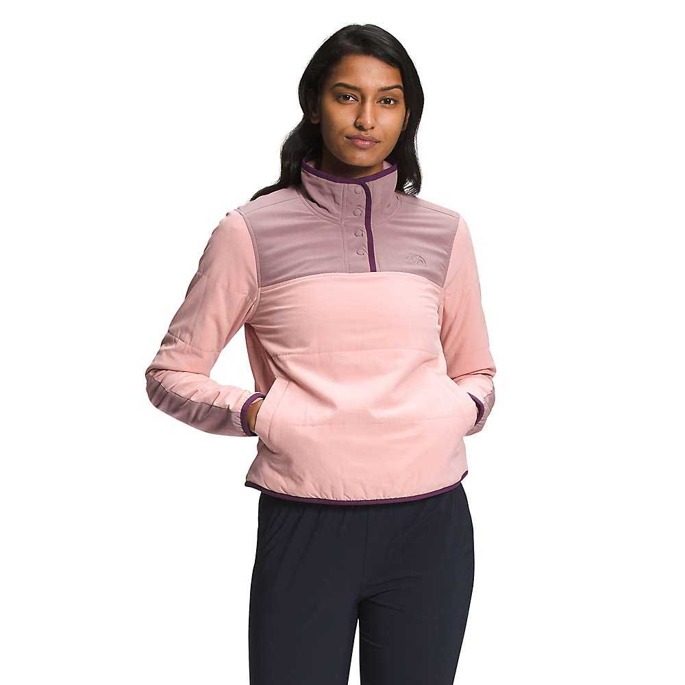 Women's Mountain sweatshirt pullover, rose pink and mauve half-zip with stand collar
