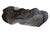 Sleeping bag with dark outer shell, gray lining, and blue zipper trim