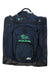 Ski boot bag in navy blue with front zip panel and KULKEA logo, side handles