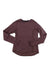 The Janji Womens Mercury Crew Pullover is a maroon, long-sleeve, crew-neck athletic mid-layer shown laid flat on a white background.