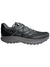 Men's trail running shoe, dark gray mesh upper with gray logo and lace-up front