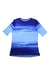 Women’s short-sleeve crewneck flow top with blue horizontal stripe ombre print