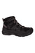 The KEEN Mens Circadia Mid Polar Boot in black and gray features a rugged sole, ankle support, and lace-up closure—these waterproof boots are built for outdoor activities.