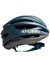 The Giro Syntax MIPS Helmet, shown from the side in blue and black, features aerodynamic vents, an adjustable chin strap, and advanced MIPS technology for enhanced protection.