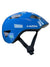 The Lazer Kids Nutz KineticCore Helmet features a shiny blue finish, ventilation holes, black straps, and a quick-release buckle—ideal for child bike safety. Shown from the side against a white background.