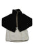 The Indyeva Womens Pecora CB Jacket is a long-sleeve Polartec fleece pullover with a black upper, white lower, high collar, button-up neck, and two front pockets—perfect for outdoor adventures.