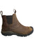 Waterproof ankle boots with side gore, dark brown leather look, lace loop and deep tread