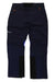 The Salewa Mens Sella DST Pant is a pair of dark navy blue water-repellent ski touring pants with black knee patches, zippered pockets, and orange zipper pulls, made from DURASTRETCH softshell fabric, shown laid flat on a white background.