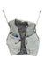 Light gray hydration vest with black front, Salomon logo, zip pockets and adjustable straps