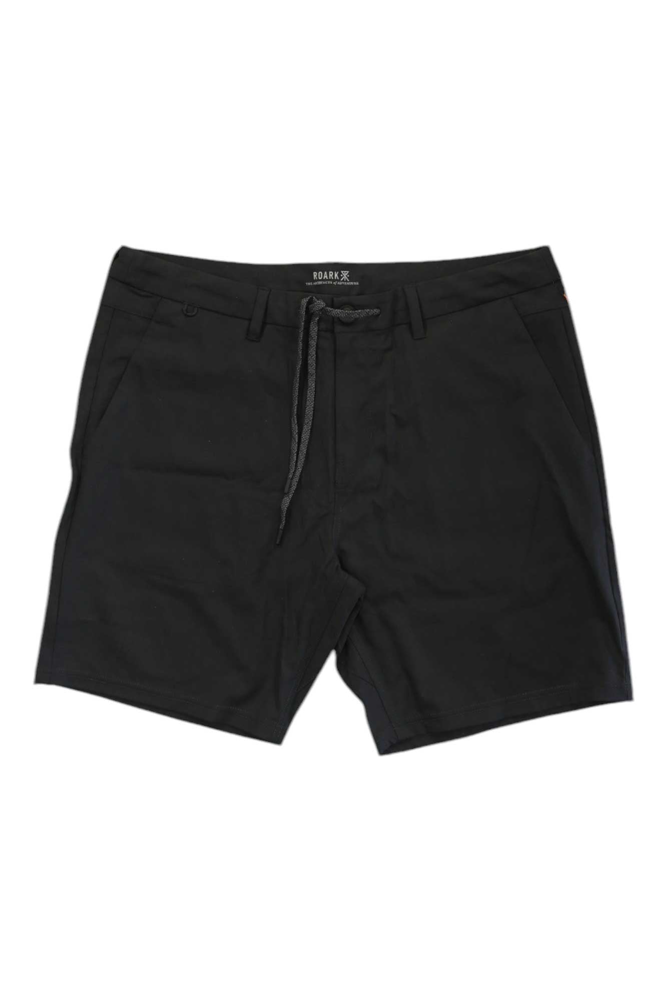 Men's black drawstring shorts with front pockets