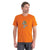 Men's merino T-shirt in orange, crew neck, short sleeves, front character graphic