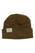 The Coal The Uniform Low Beanie is a brown ribbed knit beanie with a folded brim and a white rectangular patch label reading "COAL" on the front, making it a stylish unisex winter accessory shown against a white background.