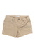 The Carve Designs Womens Oahu Twill Short in beige features front and back pockets, belt loops, and a frayed hem—ideal for water sports or relaxed summer days. Shown laid flat on a white background.