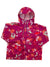 Hooded windbreaker jacket with full-zip, magenta floral pattern and adjustable hem