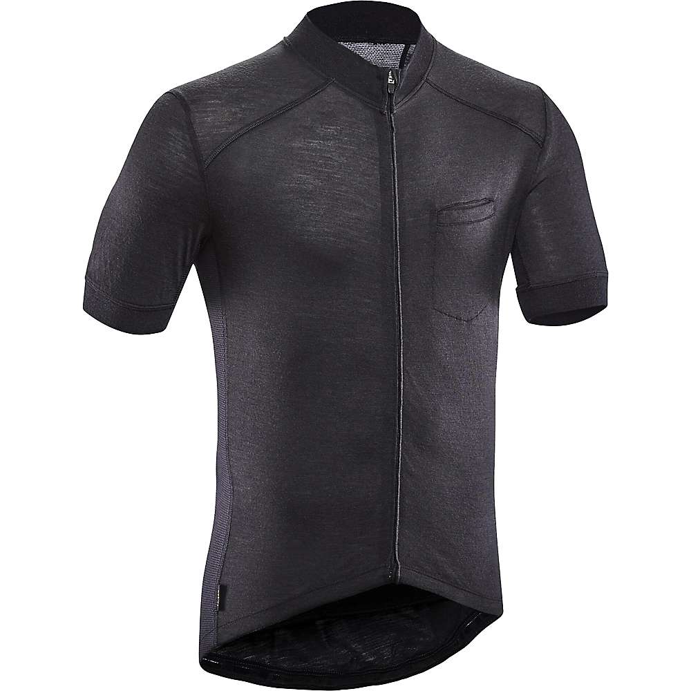 Men's cycling jersey in dark gray-black, short sleeves, full front zipper