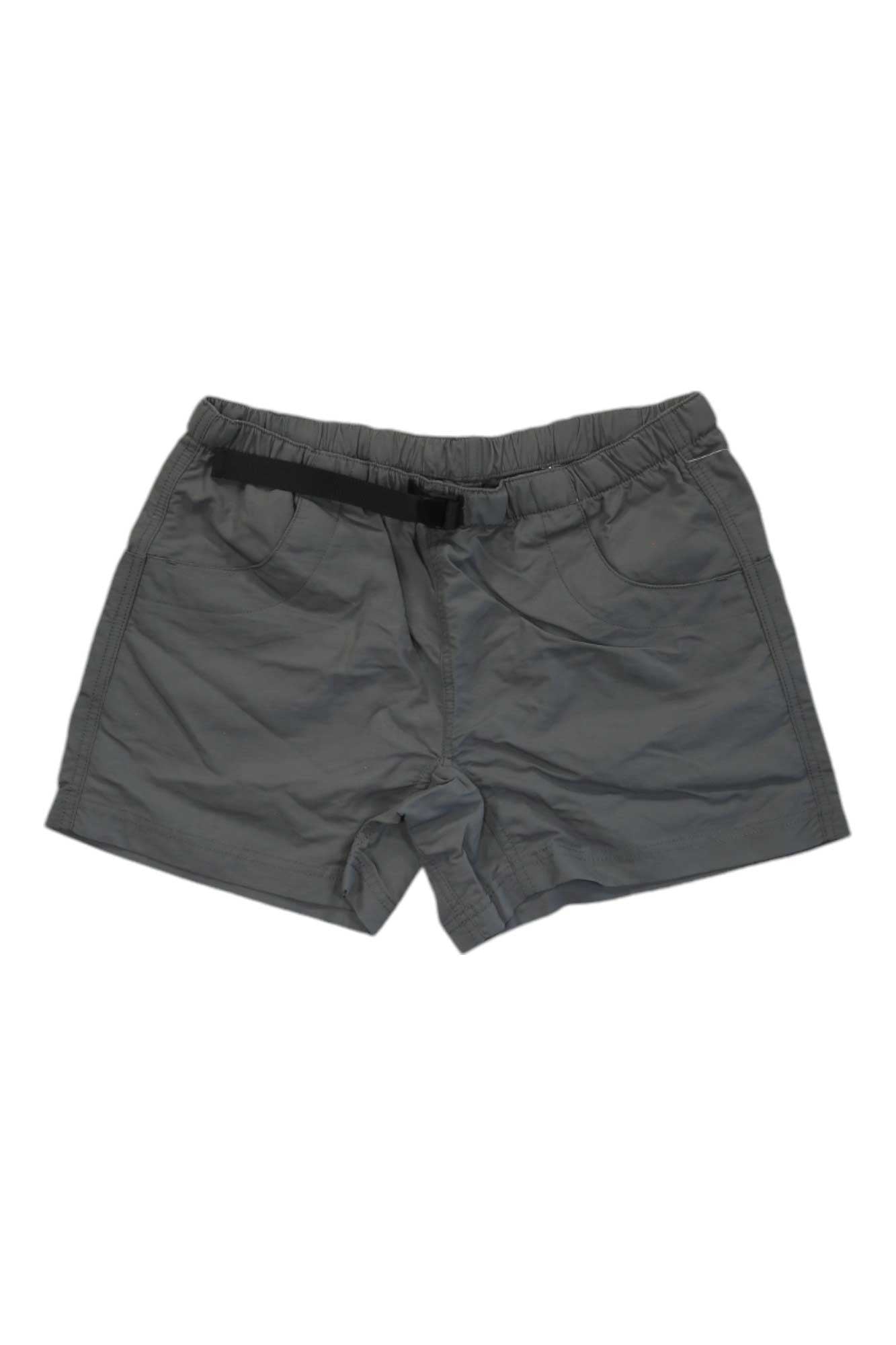 Women's gray elastic-waist shorts with side pockets