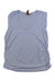 Women’s sleeveless V-neck top in light blue, draped front with side ruching