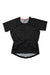 Black women’s short-sleeve cycling jersey with quarter-zip and subtle front texture