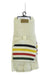 Womens convertible fingerless mitten with striped bands, ribbed knit and snap button