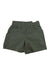 The Black Diamond Womens Dirtbag Short in olive green, made from organic cotton with an elastic waistband and two front pockets, is shown laid flat on a white background.
