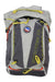 Back panel of 32L backpack, gray interior lining with black center panel and yellow loops