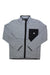 The Burton Mens Cinder Full Zip Fleece Jacket is a light gray hiking jacket made from recycled polar fleece, featuring a stand collar, black zipper, and a black chest pocket with a small white mountain logo.