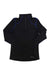 Women's black quarter-zip long-sleeve performance tee with blue piping, front