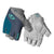 Pair of cycling gloves, gray back with teal accents and padded knuckles