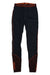 The Helly Hansen Mens Lifa Merino Midweight Pant features black fabric with orange stitching, an orange branded waistband, maroon lower legs with diagonal stripes, and LIFA Stay Warm tech for superior comfort.