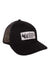 The Marmot Retro Trucker Hat features black mesh ventilation, a curved brim, and an adjustable snap-back. The front white patch shows Marmot Mountain Works text with a marmot and trees graphic.