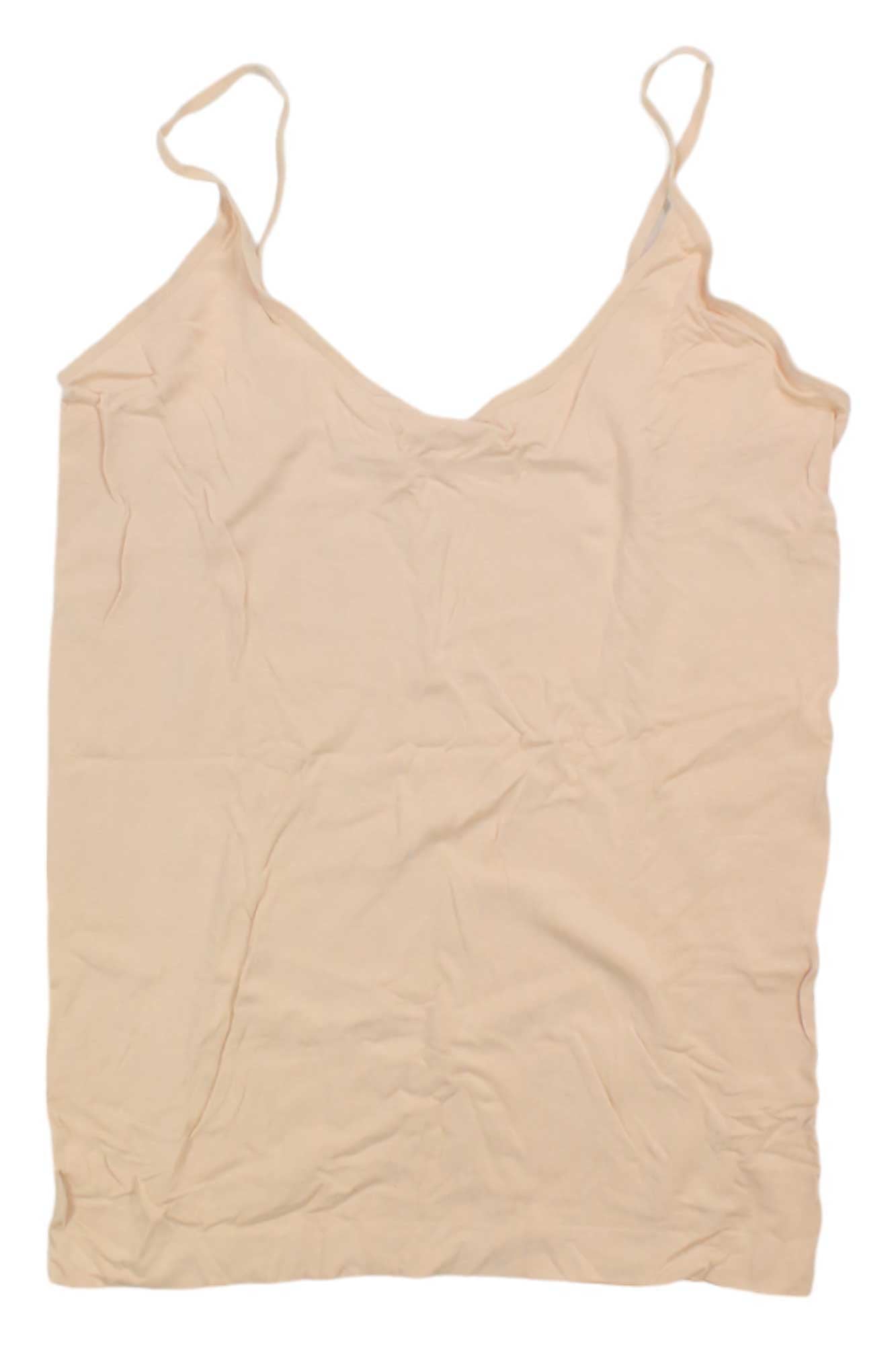 The Boody Womens Cami is a beige, wrinkled cami with thin spaghetti straps, displayed flat on a white background.
