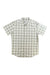 The Marmot Men's Aerobora Novelty SS Shirt is a short-sleeved, button-up lightweight shirt with a light gray and white checkered pattern, shown laid flat on a white background.