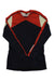 Lightweight crew top, red and dark blue, long sleeves, contrast panel seams
