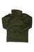 A green Helly Hansen Men's Dubliner Jacket with long sleeves, front zipper, high collar, and black HH logo on the left chest is laid flat on a white background.