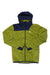 The Ortovox Mens Swisswool Piz Badus Jacket is a lightweight, hooded outdoor jacket in olive green and dark navy, with a front zipper, two side pockets, and a small white chest logo—perfect for active adventures.