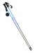 Ski pole set with blue grips, black wrist strap, silver shaft, dual tip